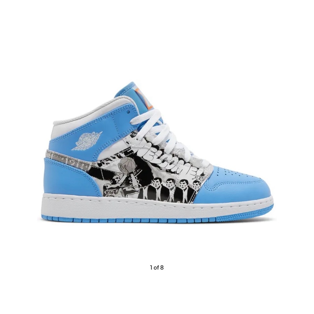 Nike Jordan Blue and White Sneakers with Graphic Print